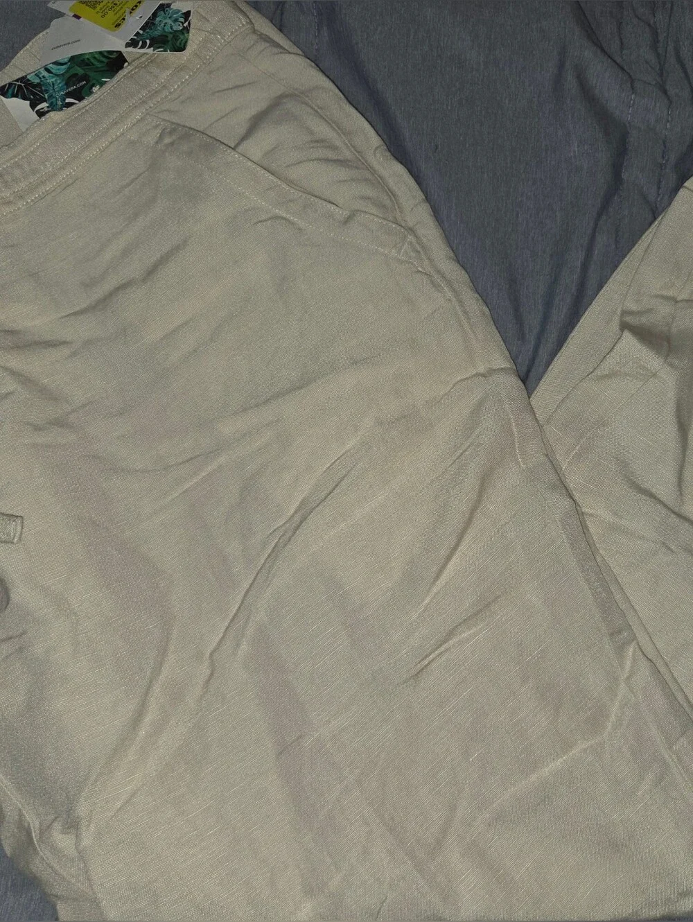 Mens Light Beige Linen Drawstring Pants